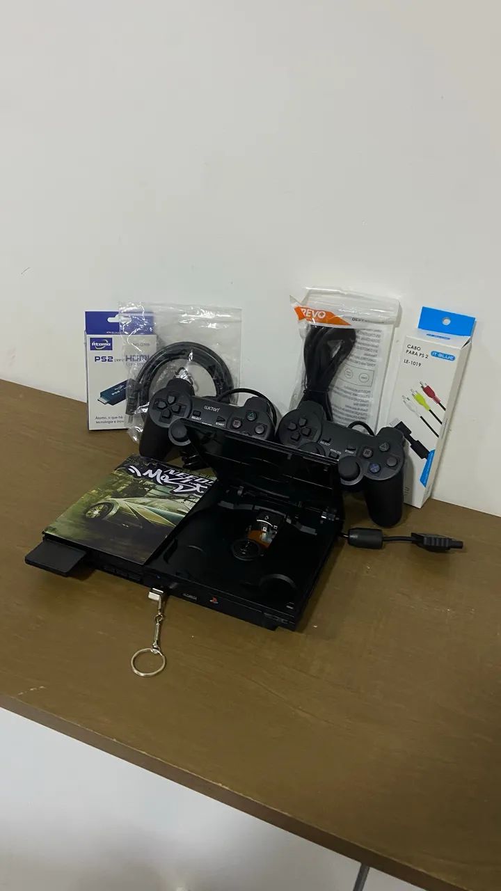 Ps2 seminovo - 2 controles - com leitor