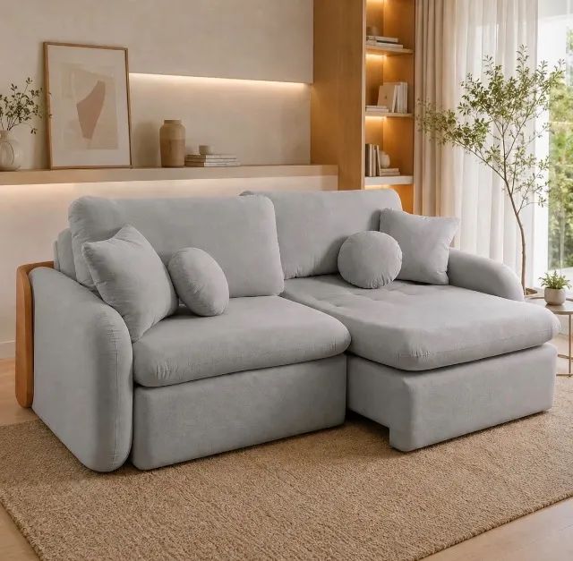 Sofá Cama Retrátil Conforto 230 Cinza