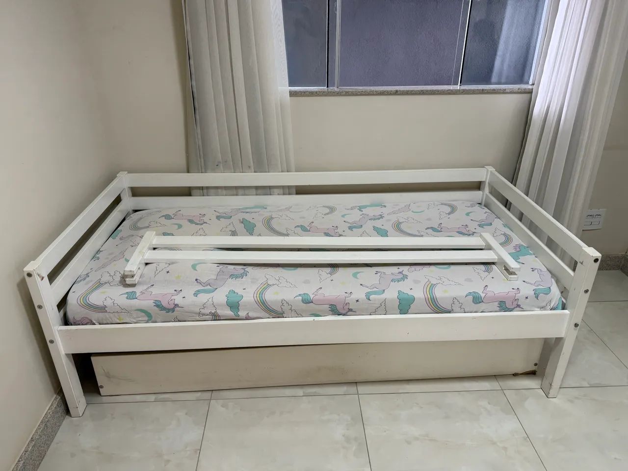 Cama solteiro com cama auxiliar (bicama) + colchões - MADEIRA MACIÇA - Foto 3