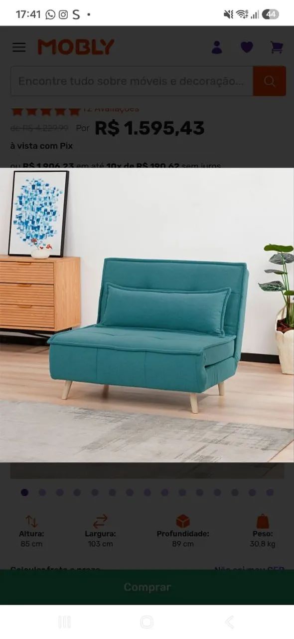? VENDO SOFÁ-CAMA SOLTEIRO RAVENNA - AZUL