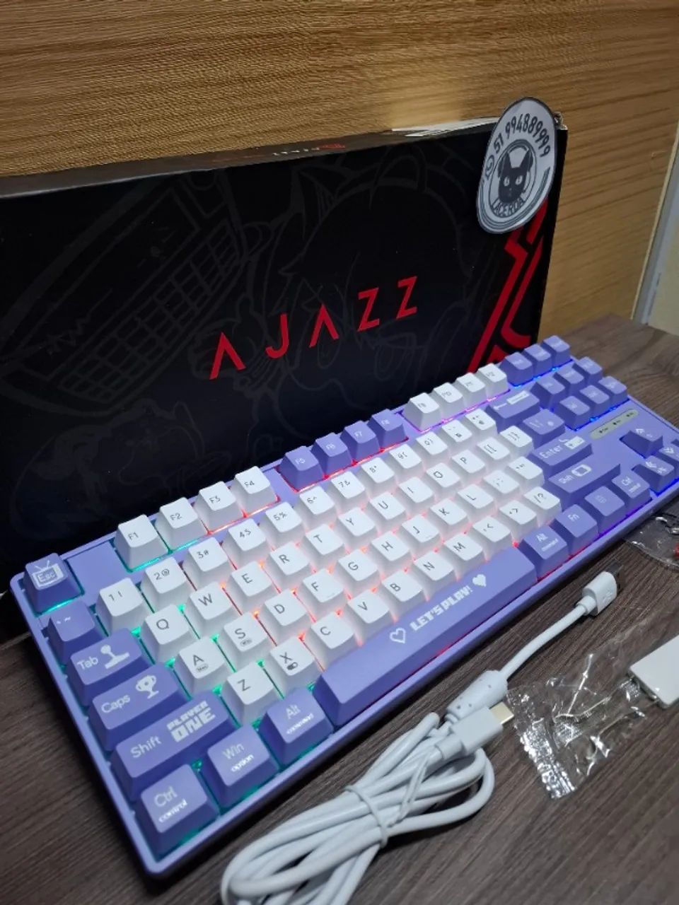 Teclado Mecânico Ajazz AK870MC, 80%, TKL, Rainbow, Switch Red(vermelho) [NOVO] - Foto 2