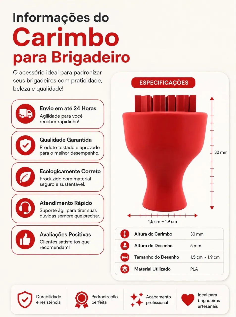 Kit 6 Carimbos de Brigadeiro Chá de Bebê / Maternidade - Personalize com Nome! - Foto 2