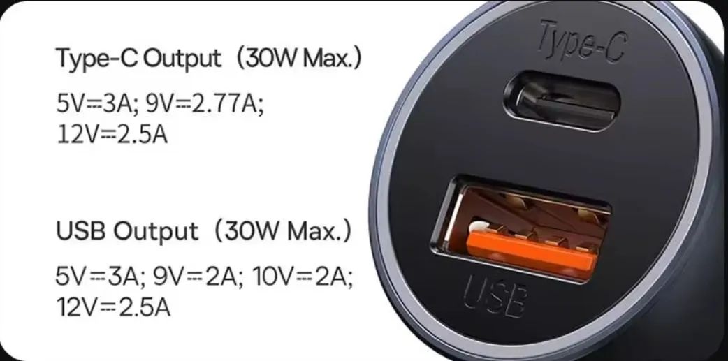 Carregador Veicular Baseus 60W Usb-c e Usb-a, Azul - Foto 4