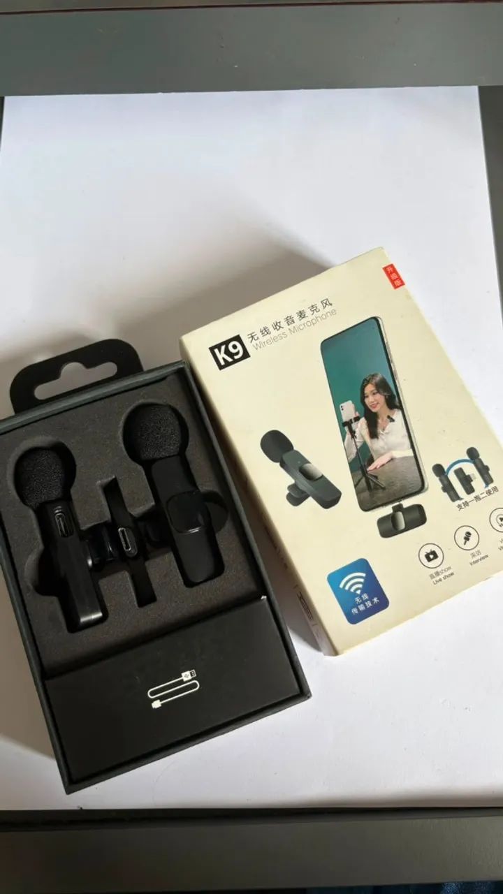 Microfone duplo de Lapela Sem-Fio tipo USB-C