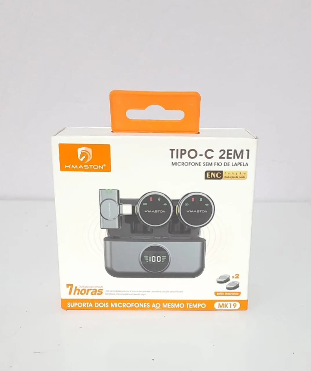 Microfone Lapela Sem Fio H'Maston MK19 USB-C Duplo Novo