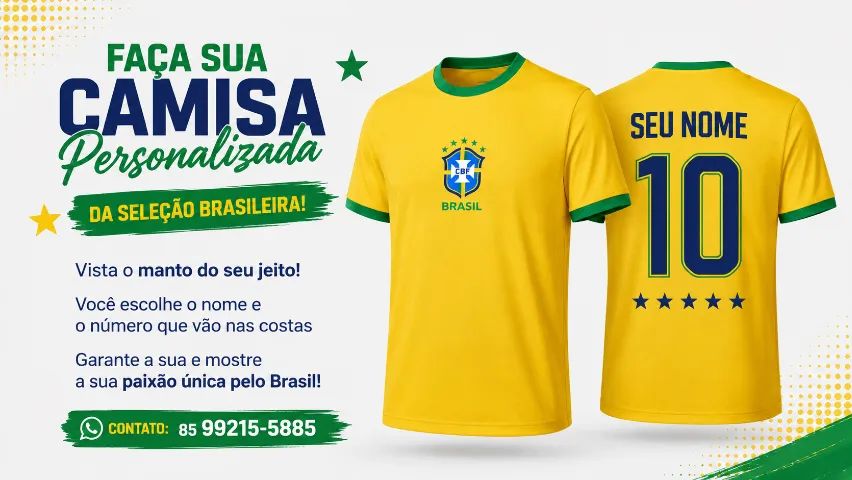 camisa personalizada da seleção brasileira.