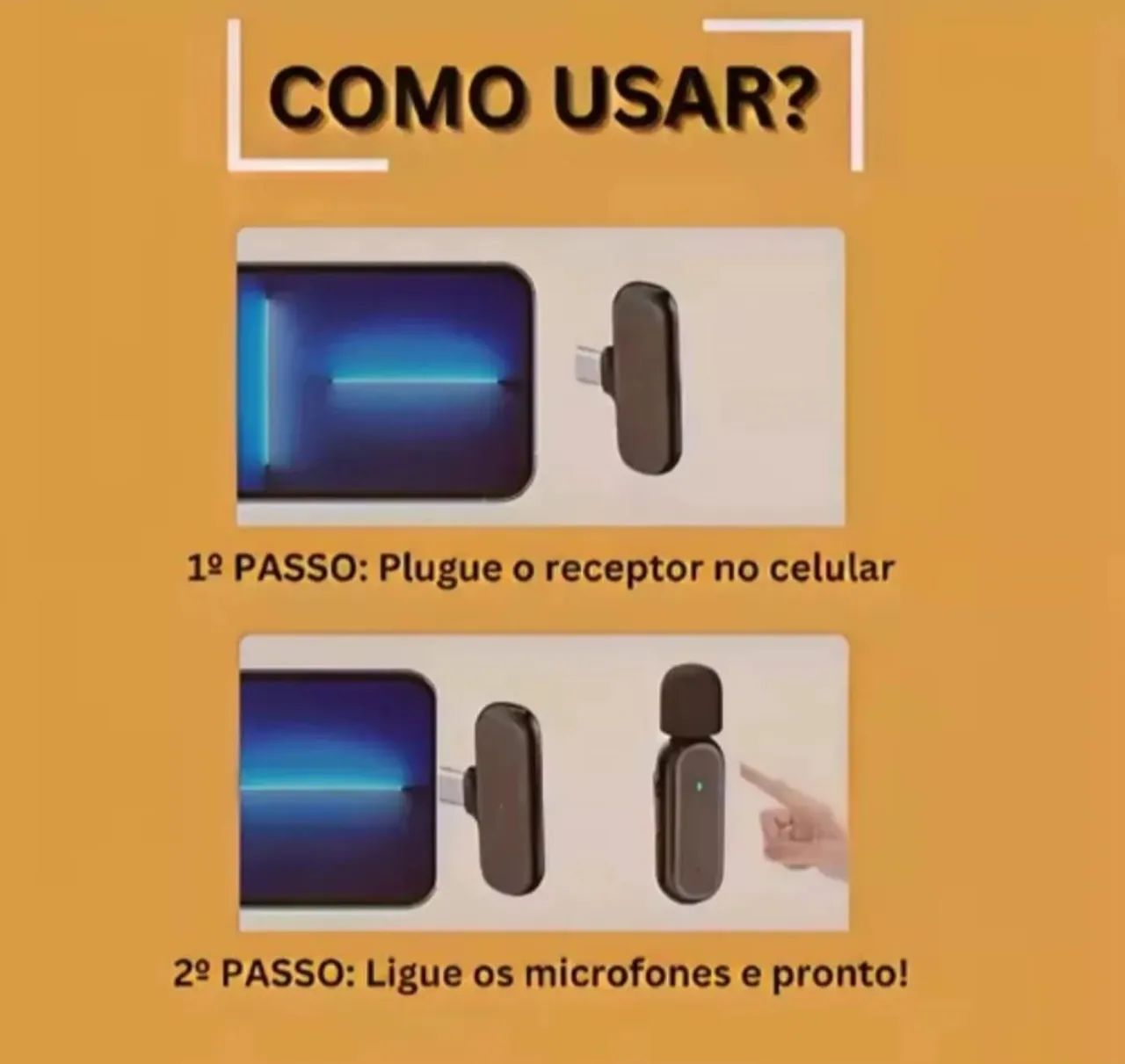 Microfone Sem Fio Duplo Lapela Profissional Android iPhone Cor Tipo-c (android) - Foto 4