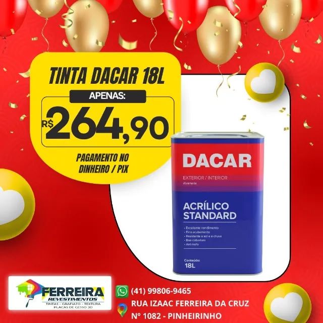 Tinta dacar standard 18l R$264,90