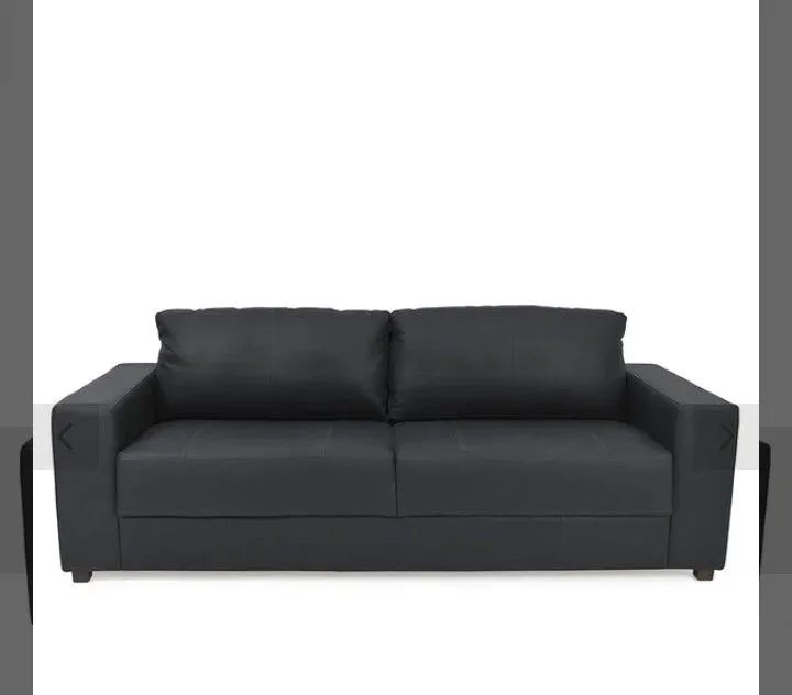 Sofá 100% Couro Legítimo Preto 3 Lugares (Impecável / Pouco Uso)