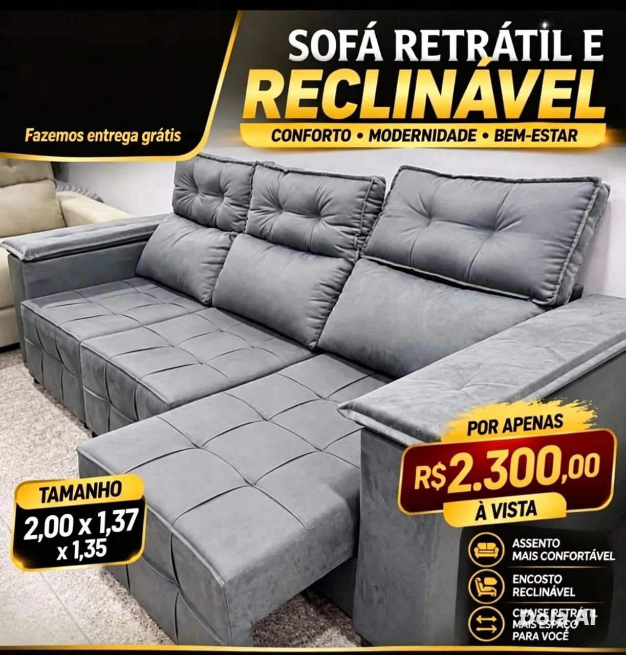 Sofá Retratil Reclinavel 