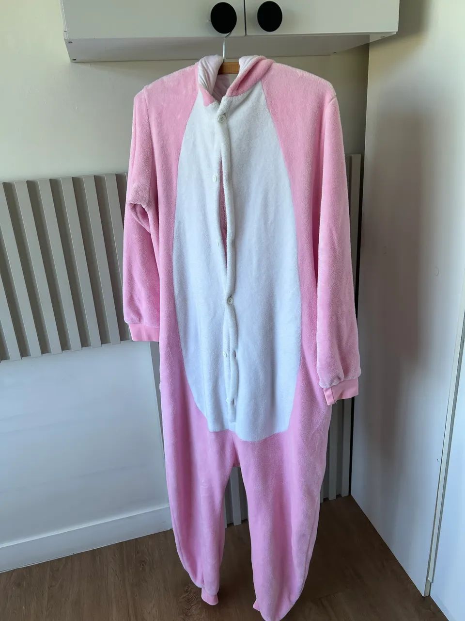 Macacao tamanho G de Plush rosa com capuz