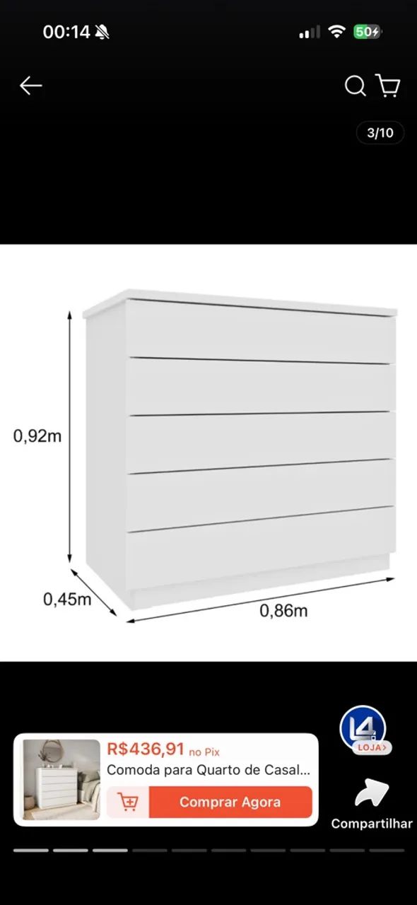 Cômoda para quarto 5 gavetas - Foto 2