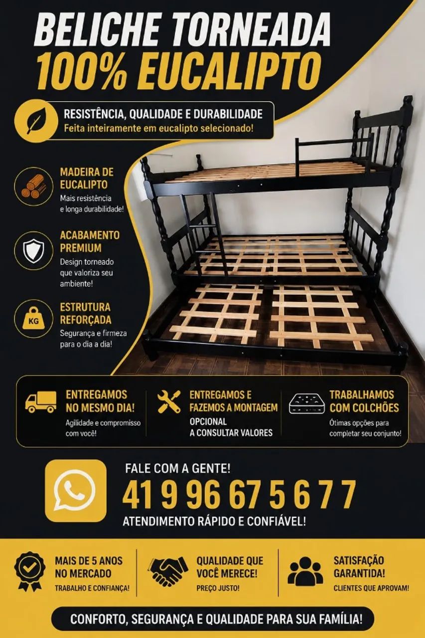 beliche com cama auxiliar nova
