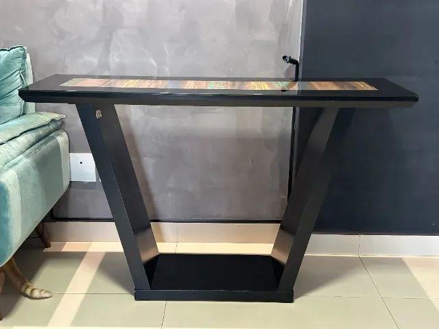 Aparador de sala preto Nell Móveis - modelo Aziz - Foto 4