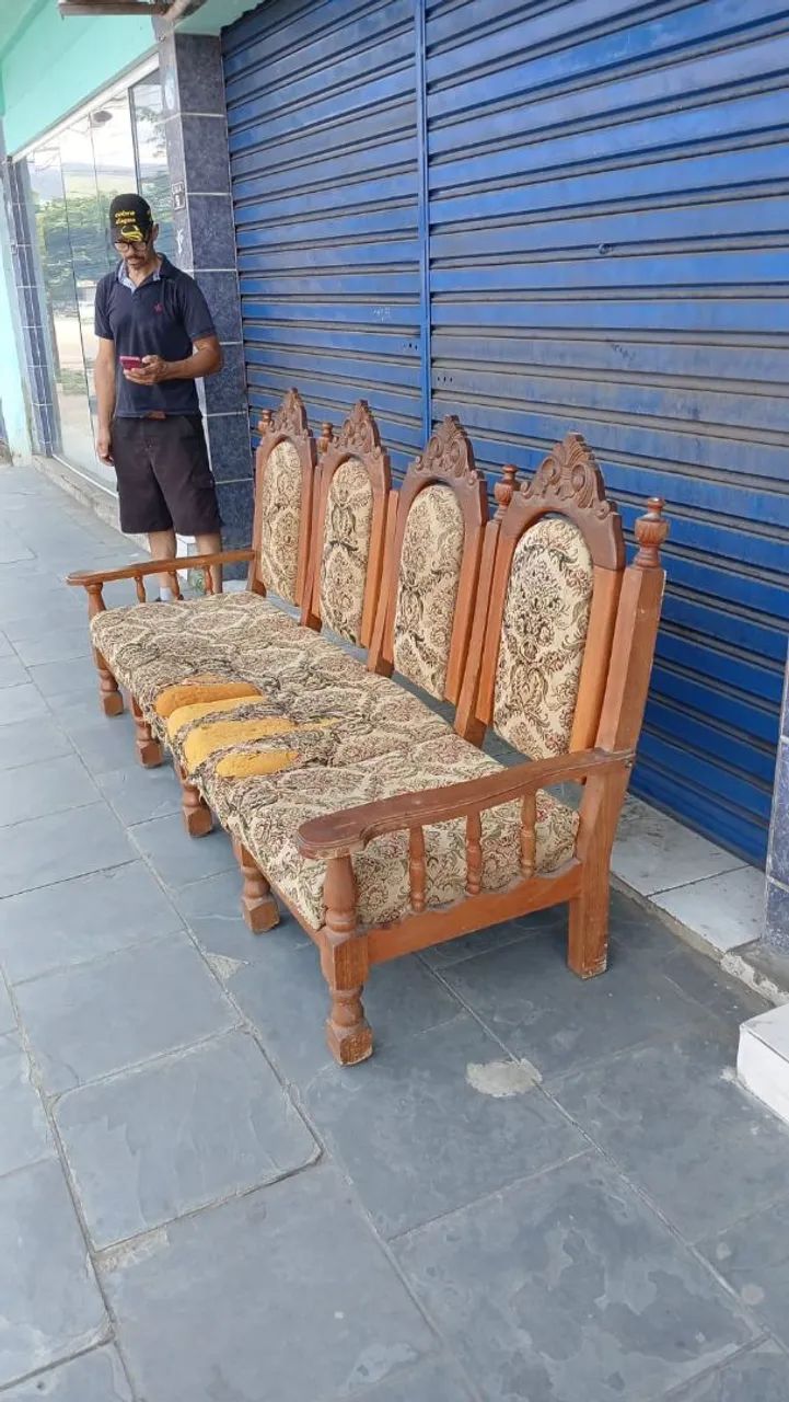 Antigo sofá de madeira  - Foto 2