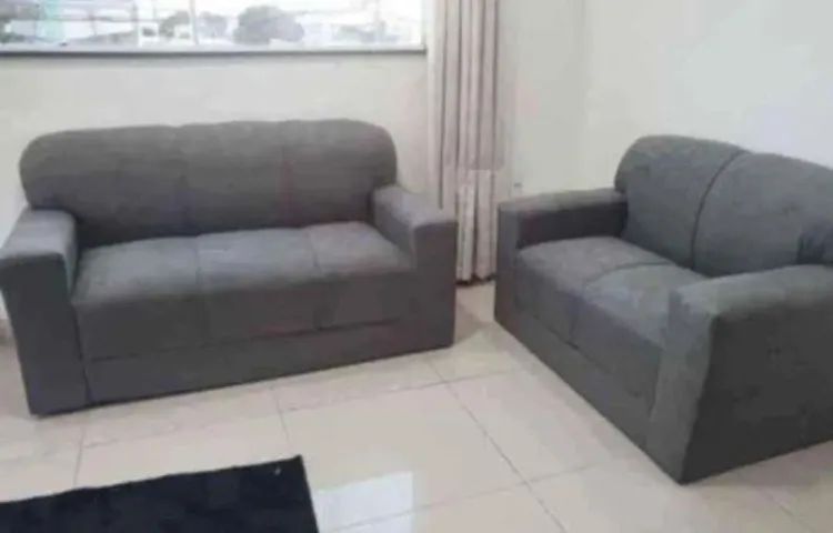 Conjunto Sofá 2x3 Lugares Xaropinho Sued Cinza - Entrega Rápida! 