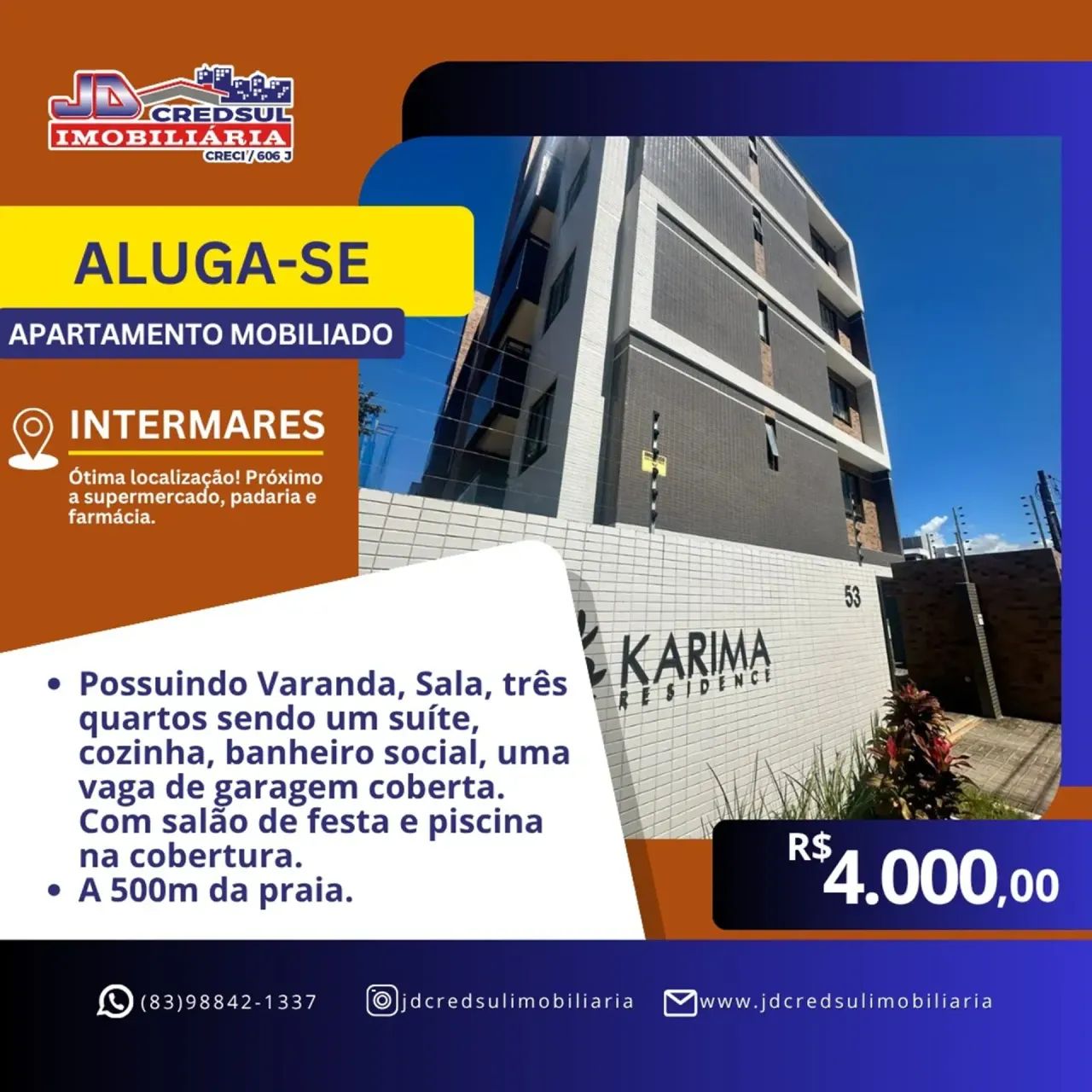 Imóvel para aluguel tem 73 metros quadrados com 3 quartos em Intermares - Cabedelo - PB