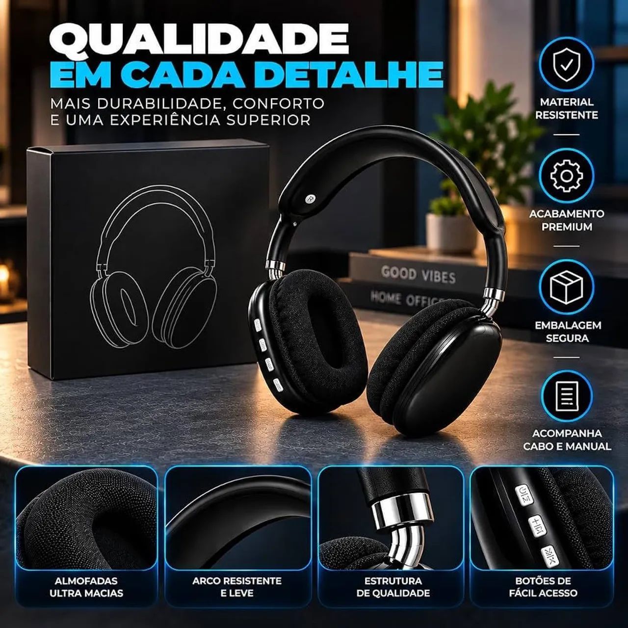 Fone de Ouvido bluetooth P9 - Foto 5