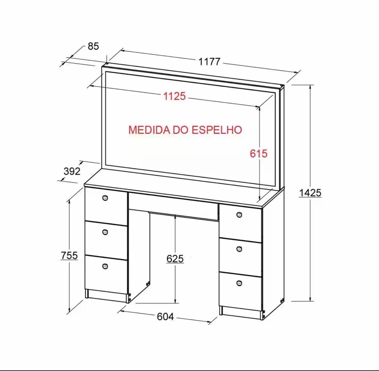 Penteadeira e prateleiras 
