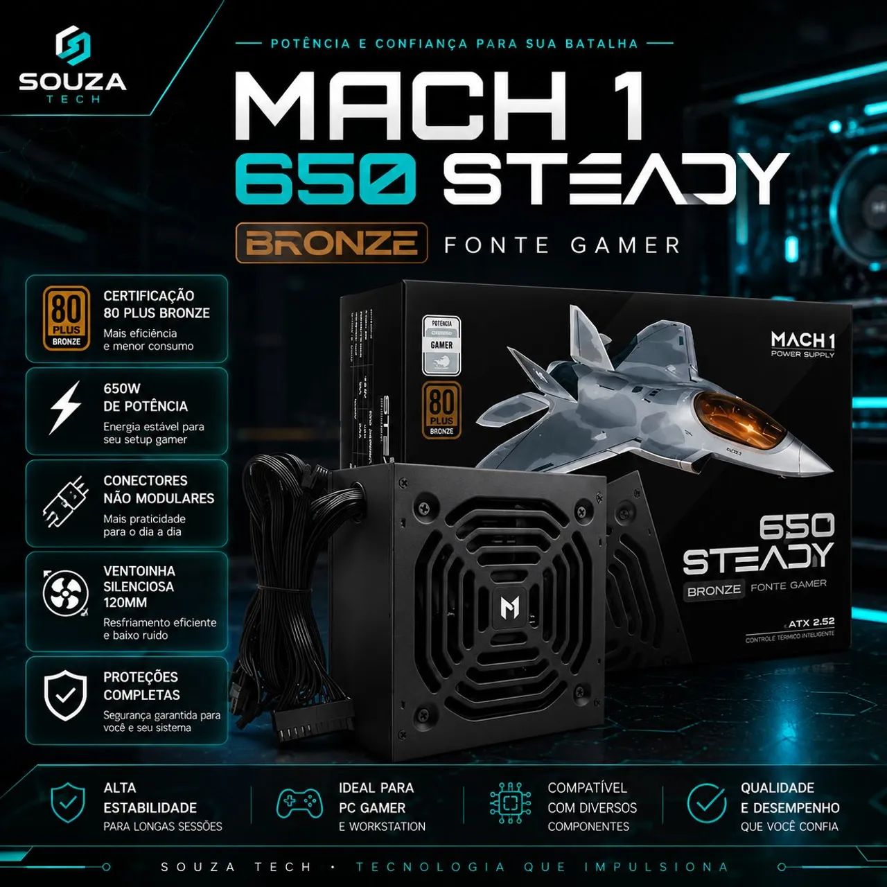 Fonte Mach1 650w 80plus bronze 
