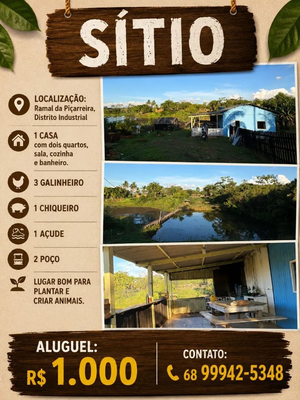 Sítio para alugar 