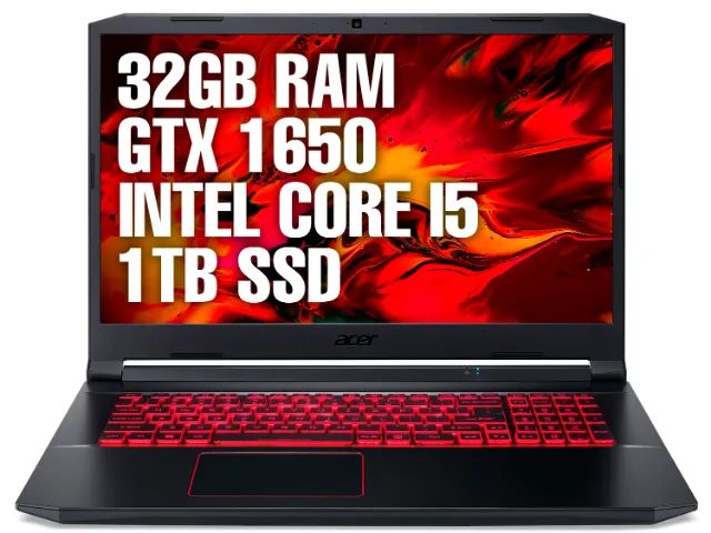 ACER NITRO 5 - Intel Core i5 - 32gb RAM - GTX 1650 - 1TB SSD - 17" Polegadas