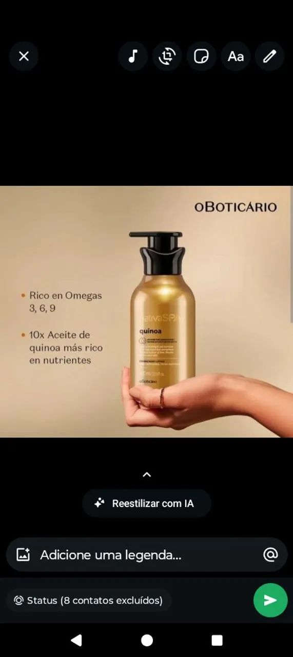 Hidratante kinoa boticário 
