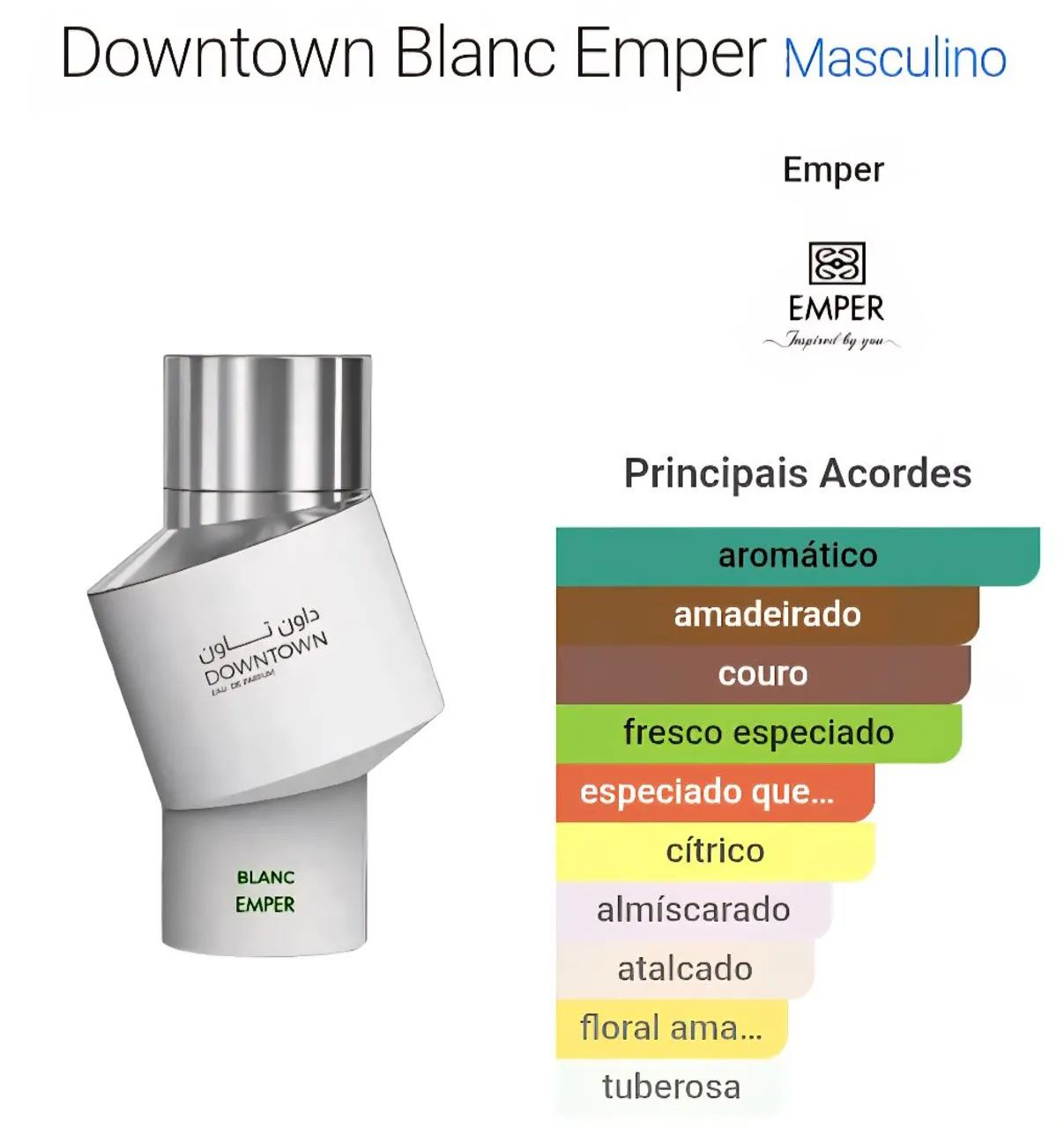 Perfume Árabe Downtown Blanc Emper 100ml - Foto 2