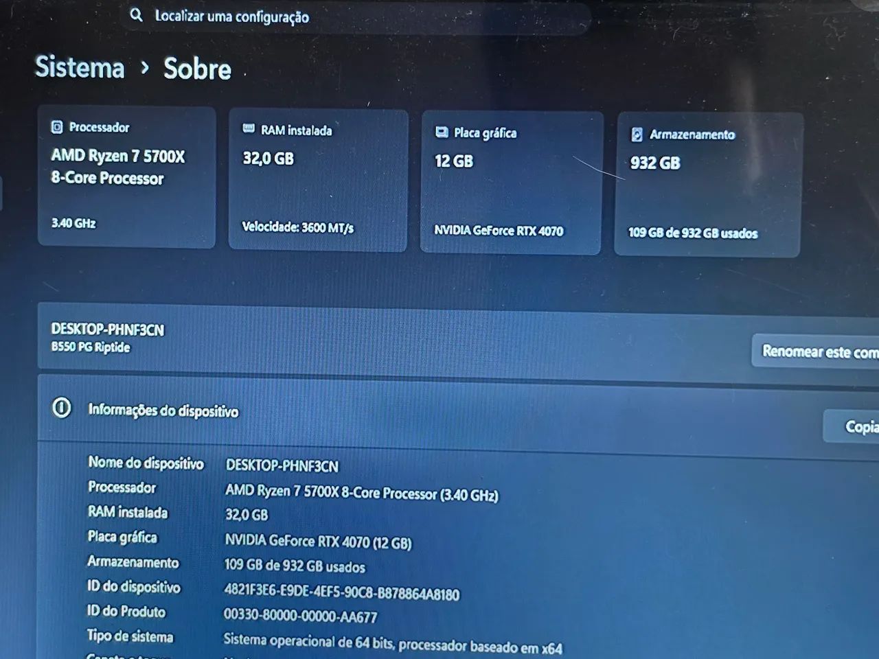PC GAMER RYZEN 7 COM RTX 4070 E 32GB DE RAM - Foto 4
