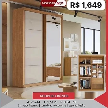 Guarda Roupa Búzios 100% MDF 
