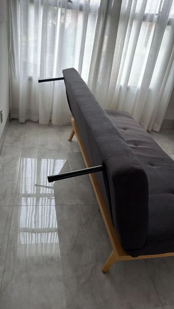 Sofá Cama 3 lugares Casal Córsega Cinza Escuro - Foto 2
