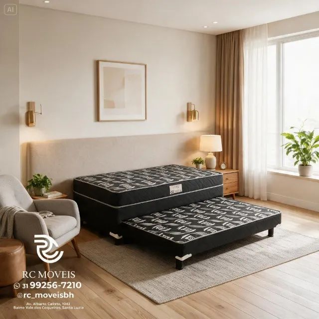 Cama Box Bibox Solteiro com Auxiliar D33 Floral Branco - Foto 2