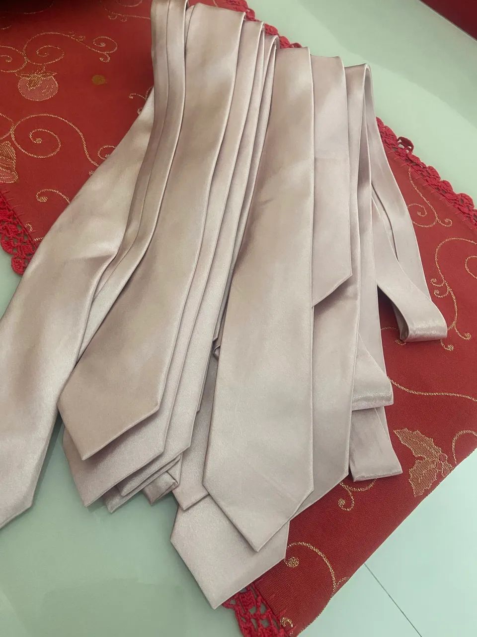 Conjunto 14 gravatas em cor rosé ideal para presentear padrinhos em casamentos 