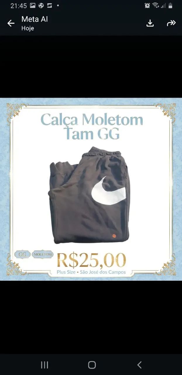 Calça moletom GG masculina 