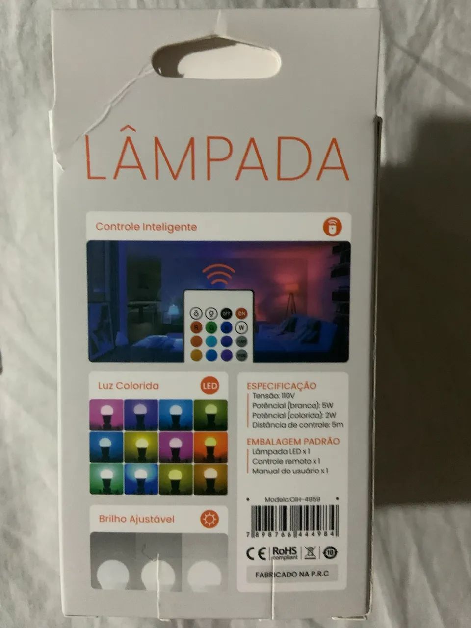 Lâmpada inteligente com controle múltiplas cores 