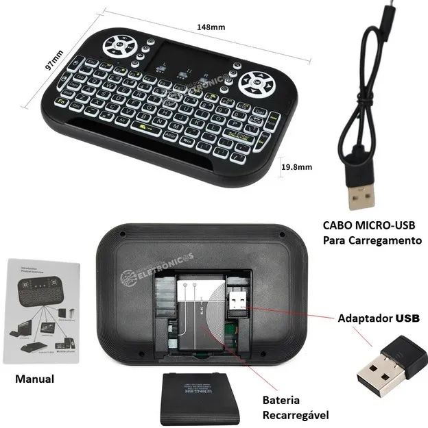 Mini Teclado Led Touchpad Wireless Keyboard Altomex - Foto 2