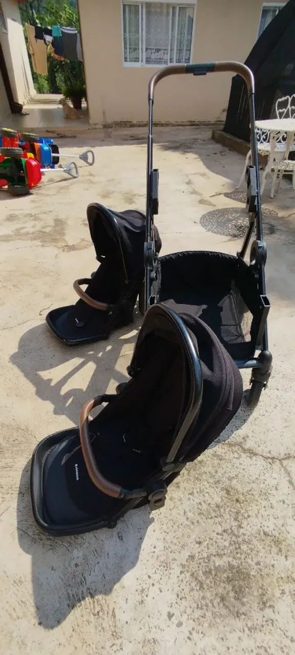 Carrinho de bebê gêmeos Kikkaboo go2 Black 