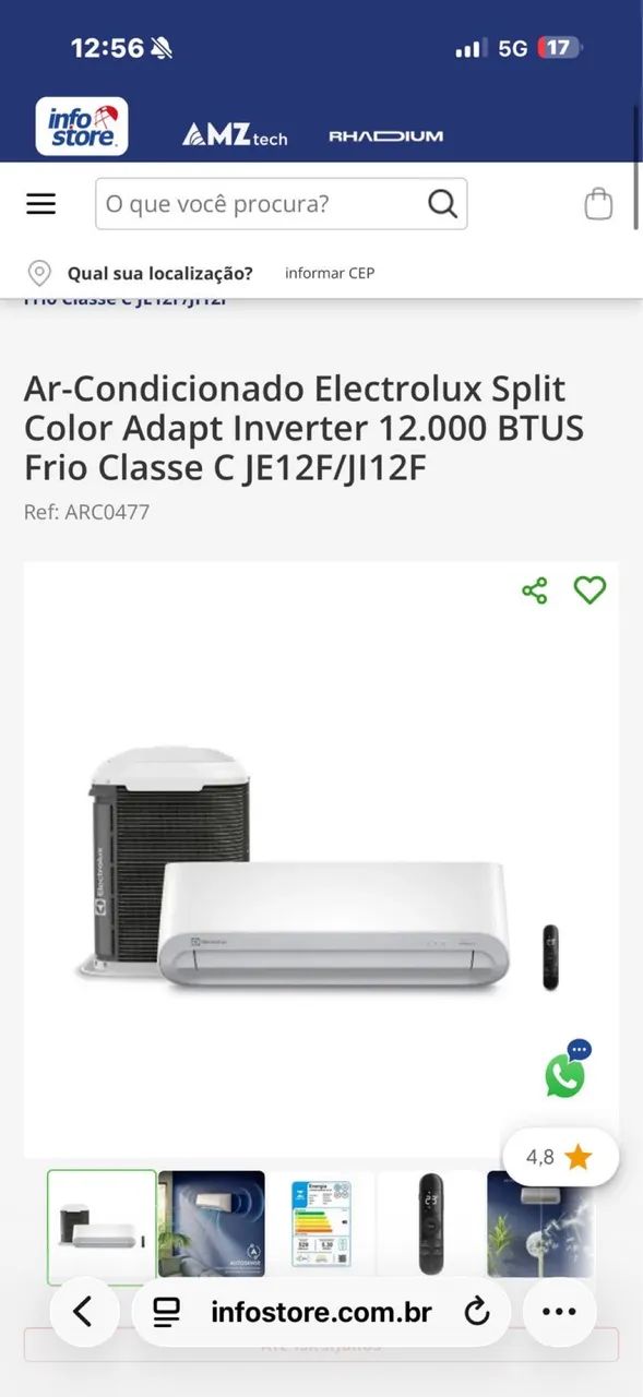 Ar condicionado SPLIT 12000 ELECTROLUX 