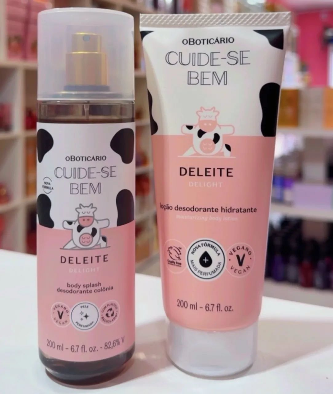 hidratante e body splash deleite 