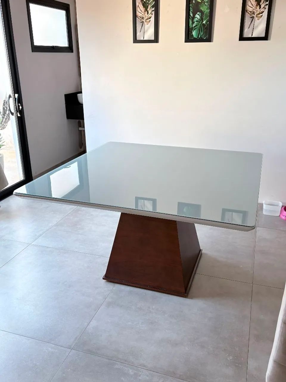 Mesa quadrada com tampo de vidro - Foto 2
