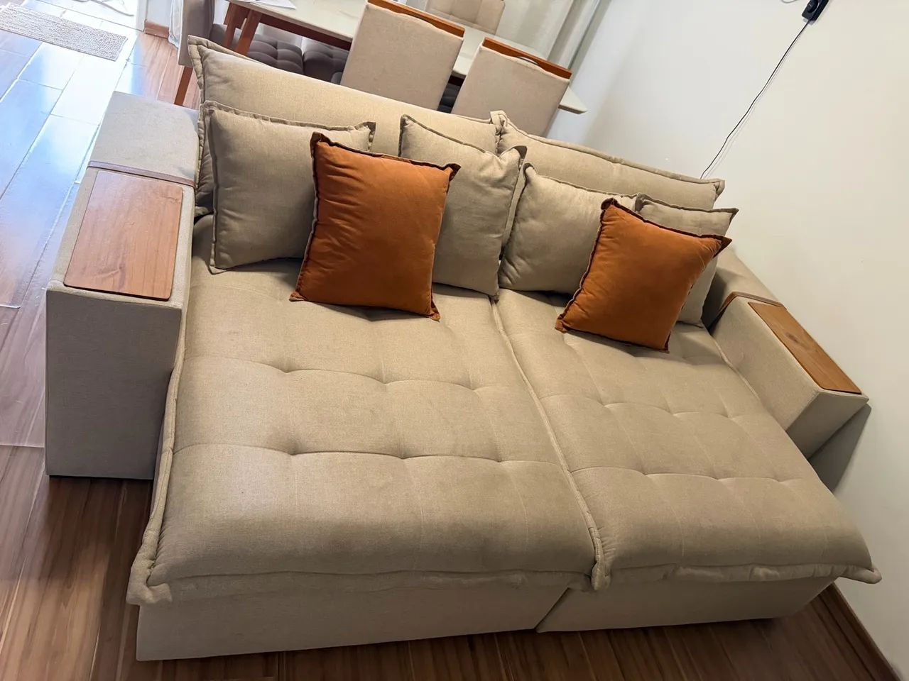 Vendo sofá de linho retrátil reclinável  - Foto 4