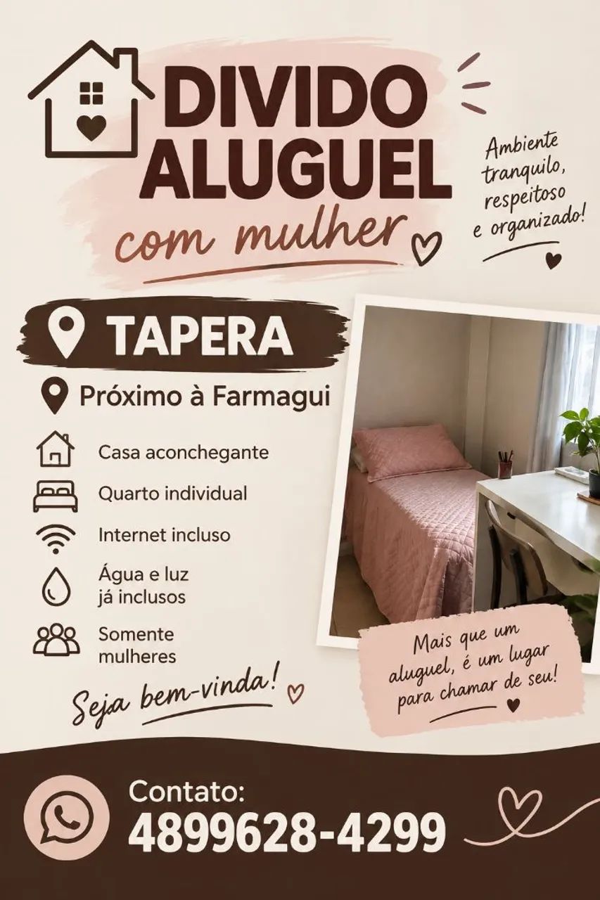 Divido casa com mulher 