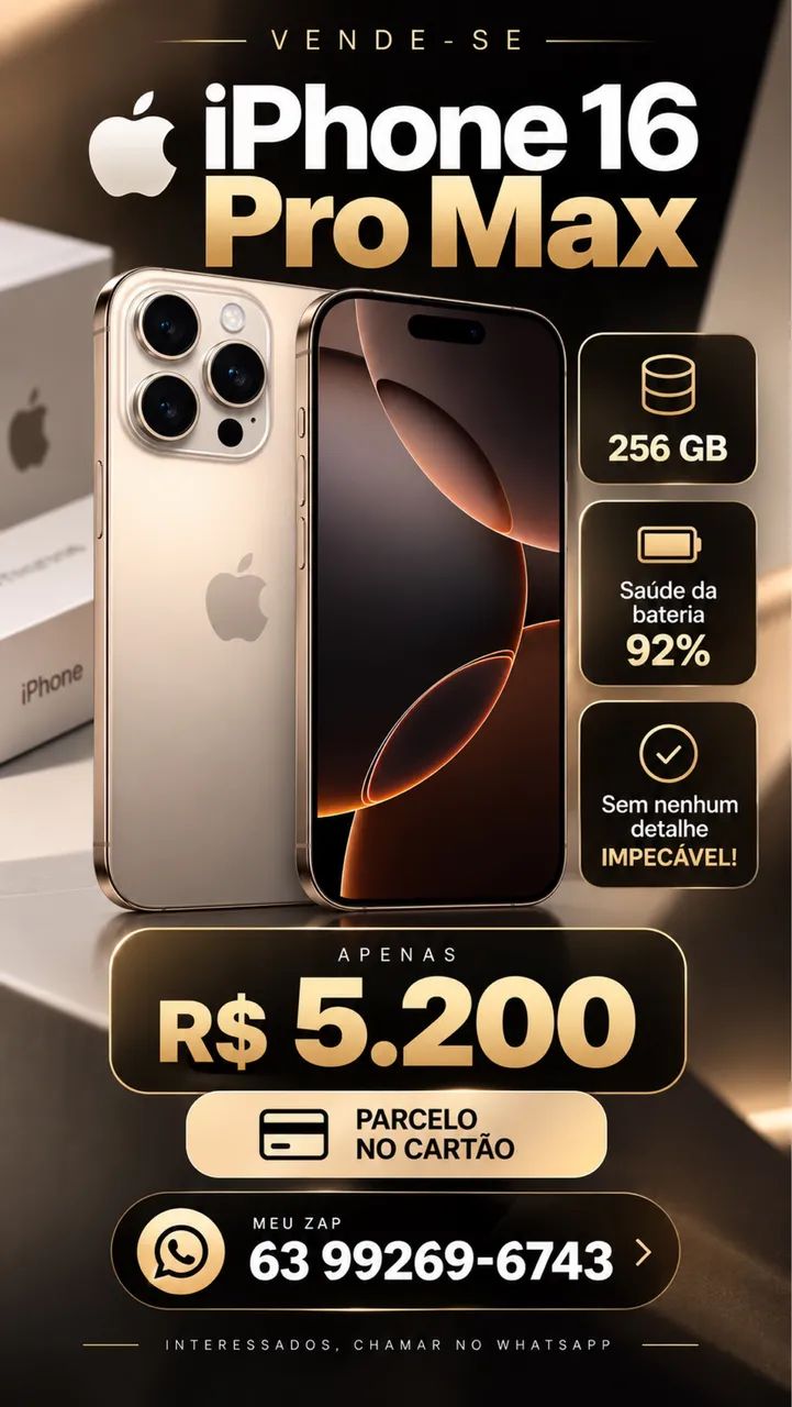 VENDE - SE IPHONE 16 PRO MAX BATERIA 91%