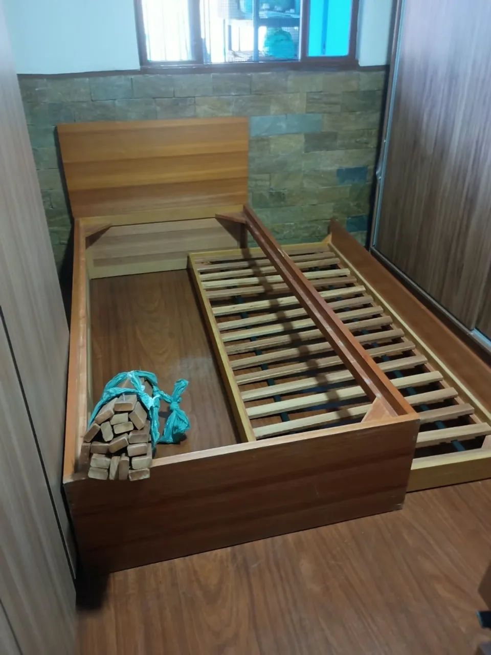 Cama solteiro auxiliar mdf carvalho - Foto 2