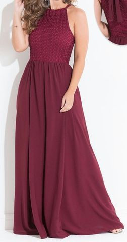 vestido longo vinho