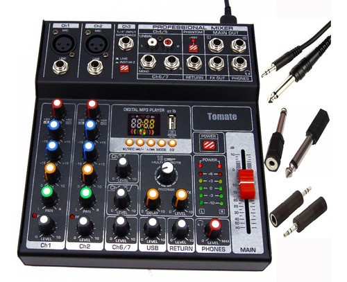 MESA DE SOM 7 CANAIS COM USB E BLUETOOTH TOMATE TYT-007 - Foto 4