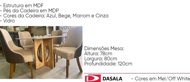 Sala mesa jantar 4 cadeiras tampo de vidro  - Foto 3