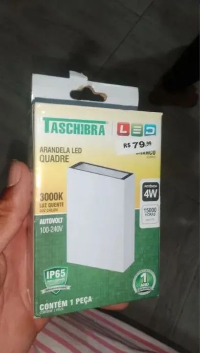 3 Arandela LED Quadre 4W 3000K - Taschibra