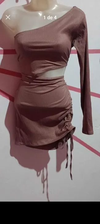 Vestido canelado Marrom  - Foto 2