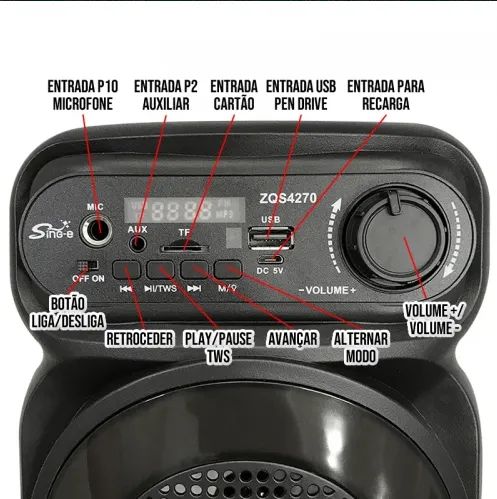 Caixa de Som Bluetooth 16W RGB ZQS-4270 X-Cell - Preta - Foto 2